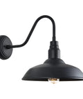 14 Inch Outdoor Gooseneck Barn Light With Wall Mount Black Industrial Exterior Fixture For Porch Farmhouse Garage And Patio