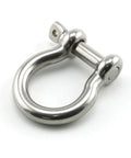 Badass Half Inch Stainless Steel Bow Shackle Screw Pin Anchor with heavy duty design, close-up view, shiny finish.