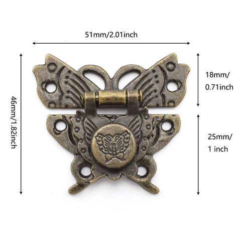 Dang Solid Vintage Bronze Butterfly Latch Kit Packs Two Heavy Duty Zinc Alloy Lock Catches With Quick Screw Options Perfect For Jewelry Boxes Home Projects And Woodwork Builds