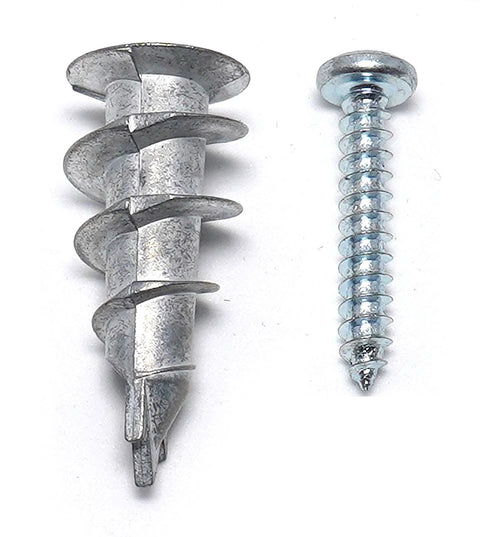 Zinc Self Drilling Drywall Anchors Kit With Screws, 200 Piece Set Including 100 Anchors And 100 Screws, Size 8 Wall Anchors