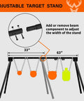 Diagram of adjustable AR500 Steel Target System Complete Set With Stand And Gongs Includes 4 6 8 Inch Targets And 7x12 Inch Torso.
