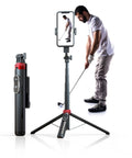 62 Inch Extendable Phone Tripod And Selfie Stick For Golf Training With Wireless Remote And Universal Phone Holder, golfer at practice