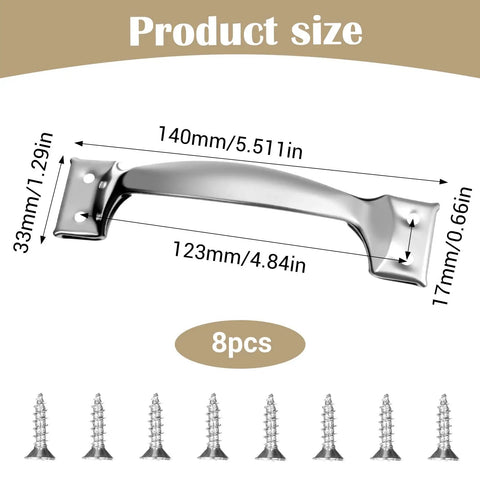 Stainless Steel Garage Door Handle Set 2 Pack With 8 Screws No Sweat Durable Rustproof Gate Handle dimensions shown