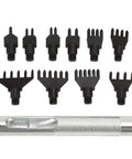 Prong Chisel Kit For Leather Stitching And Belt Punching, Replaceable Blades Hole Punch Set in Carbon Steel with Handle and Accessories