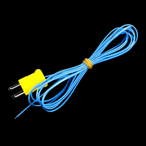 K-type thermocouple temperature sensor with 2 m blue wire and yellow mini-connector (5 pcs)