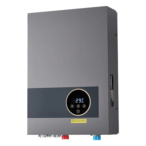 Heavy Duty 36KW Tankless Electric Water Heater 240V with LCD display for instant hot water in kitchens and bathrooms.