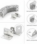 Tough As Nails Heavy Duty 90 Degree Corner Bracket Built From Cold Rolled Steel, silver finish, illustrating precise holes and durability.
