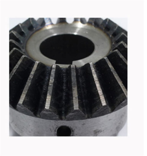 Close-up of Spiral Bevel Gear 20 Teeth 1 Module 90 Degree Steel Pinion For Mechanical Transmission With Inner Hole Bore