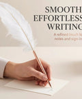 White Retro Feather Ballpoint Pen Smooth Riding Signature Pen For Weddings And Office Gifts Elegant Refillable Writer hits different with slick ink flow, writing on a note.