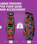 Monaco Collection 14 Way Ladies Golf Bag With Insulated Cooler Pocket Lightweight Cart Bag Rain Hood Red Roses Floral Design