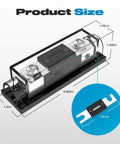 250 Amp ANL Fuse Holder Inline 0 2 4 Gauge AWG For Your Car Audio Rig With Easy Install Two Screw Holes Secure Mount Great For Cars Trucks Boats Durable Construction For Long Lasting Performance In Harsh Road And Marine Conditions. Product size diagram with 4.82 in length and 1.48 in height