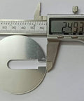 Digital caliper measuring aluminum rear-notch bandsaw table insert from Rear Notch Bandsaw Table Insert Pack Of 2 For 14 Inch Saws Aluminum Inserts For Most Imported Bandsaws Fits Rear Pin Notch No Fuss Install And Easy Use.