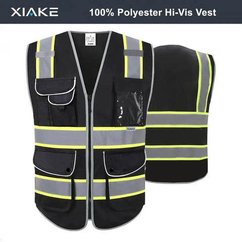 Nine Pocket High Visibility Safety Vest With 2 Inch Dual Tone Reflective Strips Yellow Trim Meets ANSI ISEA 107 Class 2 Type R Standard 3X Large