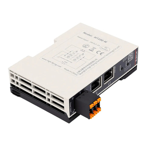 High Performance Edges Expandable IO Module For Industrial IoT And Smart Factories With Rugged, Rock Solid Hardware, Versatile Protocol Support Including Modbus, Grouped Active Reporting, Customizable JSON, And Easy Plug And Play Integration. White industrial IO module with black connector