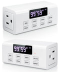Slick Countdown Timer Outlet Pair Featuring One Touch Digital Dual Plug With Massive Backlit LCD Display, 99hr max countdown.