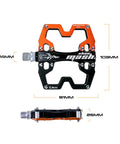 Top view of Ultra Light Nine Sixteen Inch Aluminum Mountain Bike Pedals For MTB Road BMX with CNC Bearing Aluminum Alloy.