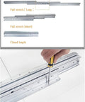 Premium Heavy Duty Drawer Slides One Pair Three Section Staircase Guide Rail showing full stretch and installation.