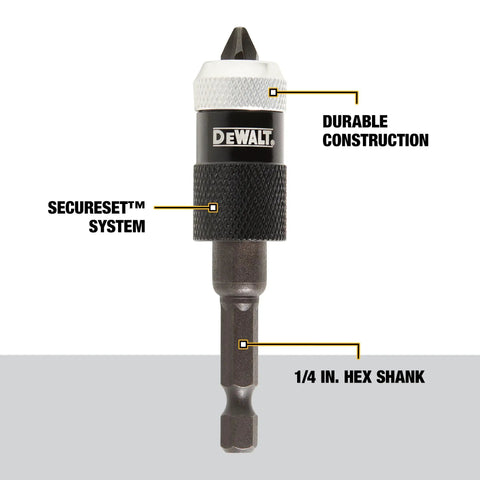 Compact Rapid Load Six Piece Bit Set for Quick Change Accepts Any Quarter Inch Hex Shank Accessory with SecureSet system