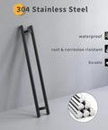 36 Inch Heavy Duty Push Pull Door Handle With Offset Design In Matte Black 304 Stainless Steel For Barn Glass Shower Interior And Exterior Doors Long Ladder Pull Rust Resistant Commercial Grade, 304 steel