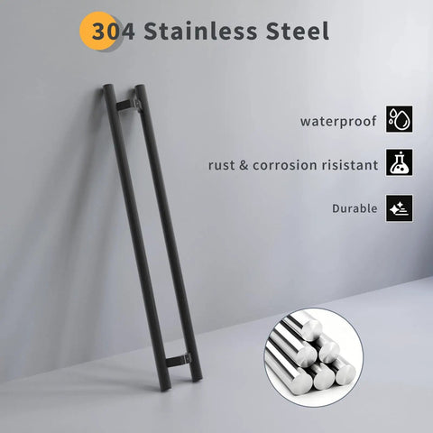 36 Inch Heavy Duty Push Pull Door Handle With Offset Design In Matte Black 304 Stainless Steel For Barn Glass Shower Interior And Exterior Doors Long Ladder Pull Rust Resistant Commercial Grade, 304 steel