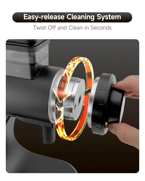 Easy-release cleaning system for Heavy Duty Electric Coffee Grinder Loaded With Sixty Millimeter Blind Flat Burr and Forty Eight Precision Settings.
