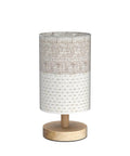 Table Desk Lamp With Brown Knit Fabric Shade Solid Wood Base Boho Nightstand Lamp For Bedroom Living Room End Table Or Office Warm White 3W LED Bulb Included On Off Switch Soft Cozy Light