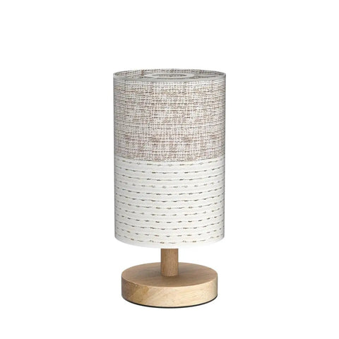Table Desk Lamp With Brown Knit Fabric Shade Solid Wood Base Boho Nightstand Lamp For Bedroom Living Room End Table Or Office Warm White 3W LED Bulb Included On Off Switch Soft Cozy Light