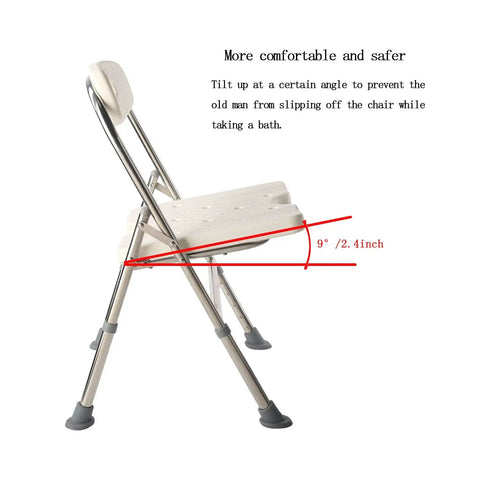 One-Piece Shower Chair With Back Adjustable Bath Chair For Seniors And Disabled Non-Slip White Supports Up To 330 Lbs side view
