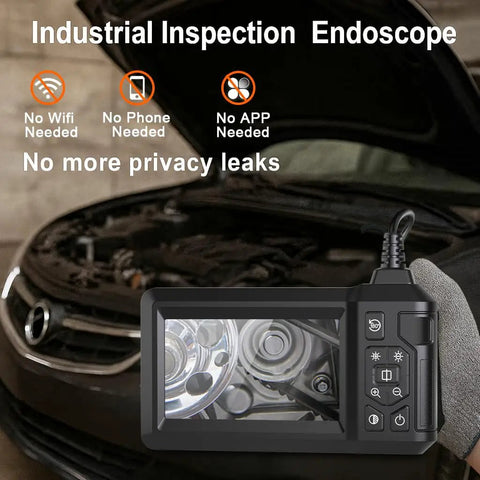 Borescope Endoscope With 4.3 Inch Color Screen And 1080P HD Camera, 8 LED Lights, 16.5 Foot SemiRigid Cord, IP67 Waterproof Sewer Inspection Tool For Home And Pros, Ideal For Pipes, Cars And HVAC on car engine