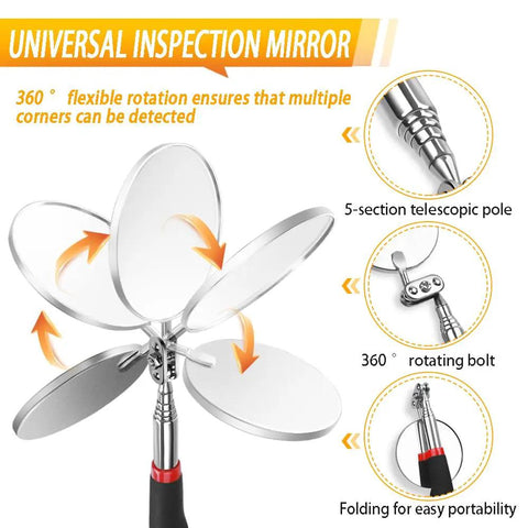 Extendable Magnetic Pickup Tool Set With 22 Lb Pull, Telescoping Magnet Stick And 360 Degree Swivel Inspection Mirror, Heavy Duty Reach For Grabbing Tools And Metal Parts, No Brainer Gift For Men And Dad, 2 Pack