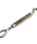 Heavy Duty Galvanized Eye And Hook Turnbuckles Case Of 100 Four Inch Steel Body Rigging Hardware showing a sturdy turnbuckle.