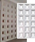 Lightweight Hollow Wall Panel Set 2 Pack 20x60 cm White Partition Blocks With Mounting Kit For Art Backgrounds Room Dividers And Home Decor Durable ABS Panels For Easy DIY Installation And Clean Modern Look, installed as room divider