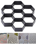 Hexagon Concrete Path Mold For DIY Walkways Reusable 11.4 By 11 By 1.7 Inch ABS Paver Mold with examples in use