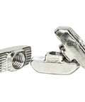 Cool 50 Pack Of Premium M5 T Nuts For 3030 Aluminum Profile Bars close-up view showing knurled grip design and zinc plating.