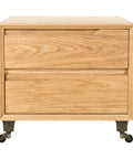 Four Pack Retro Bronze Square Base Caster Wheels With Heavy Duty Silent Ball Bearings And Ridiculously Smooth 360 Mobility So Your Furniture Rolls Like A Champ on a wooden nightstand.