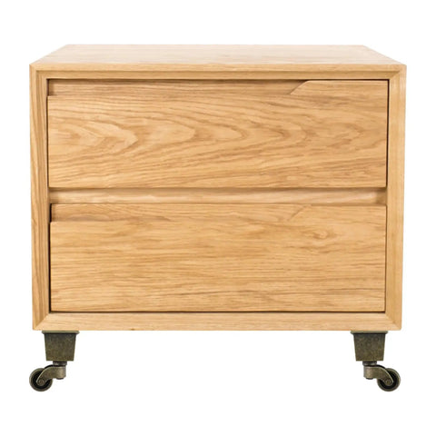 Four Pack Retro Bronze Square Base Caster Wheels With Heavy Duty Silent Ball Bearings And Ridiculously Smooth 360 Mobility So Your Furniture Rolls Like A Champ on a wooden nightstand.