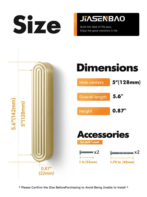 Dimensions and accessories for Tough As Nails Gold Cabinet Pulls Five Inch Hole Center Slick Zinc Alloy Drawer Handles For Kitchen Bedroom Closet Upgrade Easy Peasy Mount Solid Build 10 Pack.