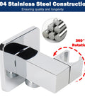 Handheld Shower Head Kit With High Pressure Flow Wall Connector and Hose 304 Stainless Steel Chrome Finish close-up