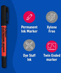 Electricians Markers Twin Nib Pro Grade Series Non Conductive Ink And Barrel Black 0.4mm Fine And 1.0mm Bullet Tips Pack Of 12