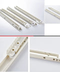 Heavy Duty Metal Drawer Slides 450mm Pack of Four White Roller Rails Cold Rolled Steel Construction showing smooth gliding roller mechanisms.