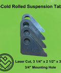 Beefy 4 Pack Heavy Duty Suspension Mount Tabs With Three Eighths Inch Cold Rolled Steel And Three Quarters Inch Holes displayed.