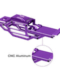 Purple SCX24 Warthog LCG Aluminum Chassis Frame Kit With Rock Cage And Body Shell For 1 By 24 RC Rock Crawler, CNC Aluminum