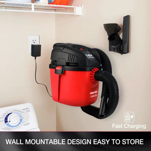 Cordless 1 Gallon Red Wet Dry Vacuum That Feels Like A Workhorse With 16 Volt Lithium Battery Portable Compact Vacuum Packed With Accessories Filter Bag And Foam Sleeve Perfect For Home Car And Jobsite Cleanup