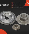 Close-up of sprockets from 10-Piece Engine Timing Chain Kit With Tensioner, Guide And Sprocket For 2.5L Nissan Altima 2010-2013 And Rogue 2010-2015 No VVT Sprocket Direct Replacement Easy Install Replaces 150413TU1B 15041ZX00A