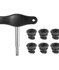 Oil Drain Plug Kit 1 Set With Install Tool 06L103801 showing tool and six plugs for Audi A1 A3 A4 A5 Q3 Q5 VW Golf GTI sump pan replacement