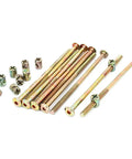 Bronze Tone M6 Furniture Bolt Set with 13mm Barrel Nut and 4mm Hex Key Drive 125mm length, 10 Pack Heavy Duty All Metal Cabinet Fasteners