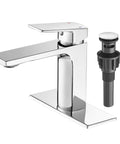 Chrome Single Handle Bathroom Faucet With Pop Up Drain And Flexible Water Lines 4 Inch Center Set Vanity Sink Tap Includes 6 Inch Deck Plate