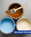 12 Pack 2 Inch Angle Paint Brushes For Trim And Walls With Synthetic Filament Durable Wood Handle resting on paint cans