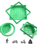 Durable Round Septic Lid With Frame For Lawn Drainage And Pull Hole Recessed Sewage Cover 39.4x39.4In components displayed