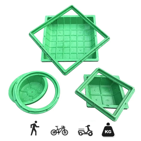 Durable Round Septic Lid With Frame For Lawn Drainage And Pull Hole Recessed Sewage Cover 39.4x39.4In components displayed